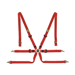 Cinturones de seguridad de 6 puntos OMP Saloon Pull Down rojo