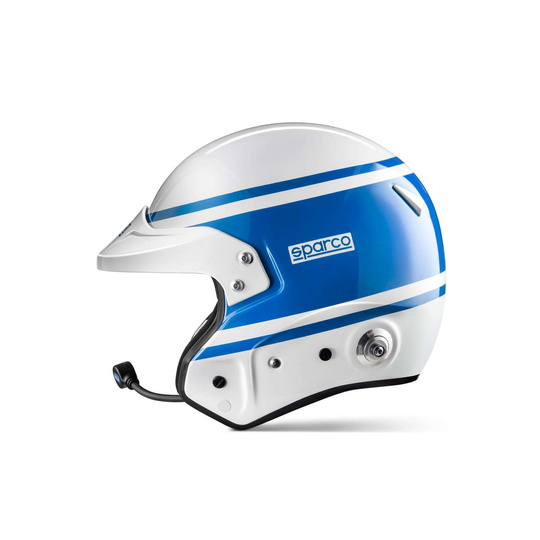 Casco abierto con intercomunicador Sparco PRO 1977 blanco/azul (homologación FIA)