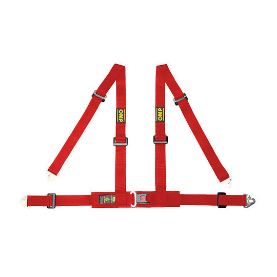 Cinturones de seguridad OMP Road de 4 puntos ECE, DA507, rojo