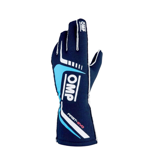Guantes de carreras OMP FIRST-EVO MY20 azul marino (homologación FIA)