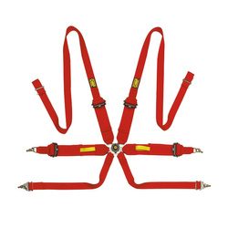 Cinturones de seguridad de 6 puntos OMP Saloon Pull Up rojo