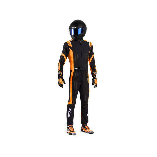 Traje de karting Sparco THUNDER negro-naranja (FIA) para niños