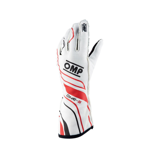 Guantes de carreras OMP ONE-S MY20 blanco (homologación FIA)