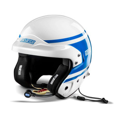 Casco abierto con intercomunicador Sparco PRO 1977 blanco/azul (homologación FIA)