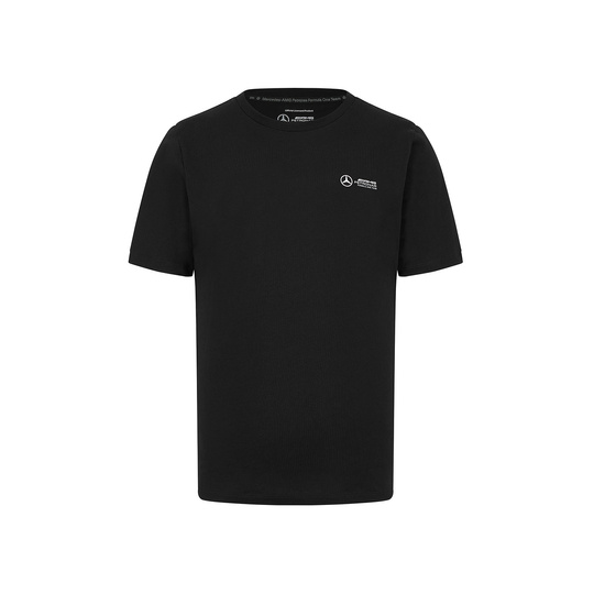 2024 Mercedes AMG F1 Camiseta negra con logo pequeño para hombre