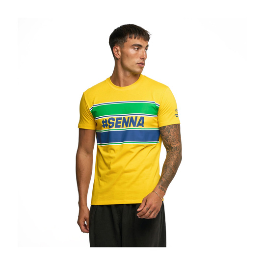 Camiseta Hashtag Ayrton Senna F1 2025 amarillo