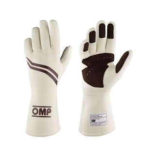 Guantes de carreras OMP DIJON MY25 crema (homologación FIA)