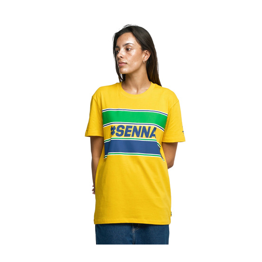 Camiseta Hashtag Ayrton Senna F1 2025 amarillo
