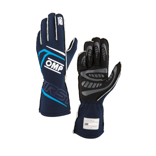 Guantes de carreras OMP FIRST MY24 azul marino (FIA)