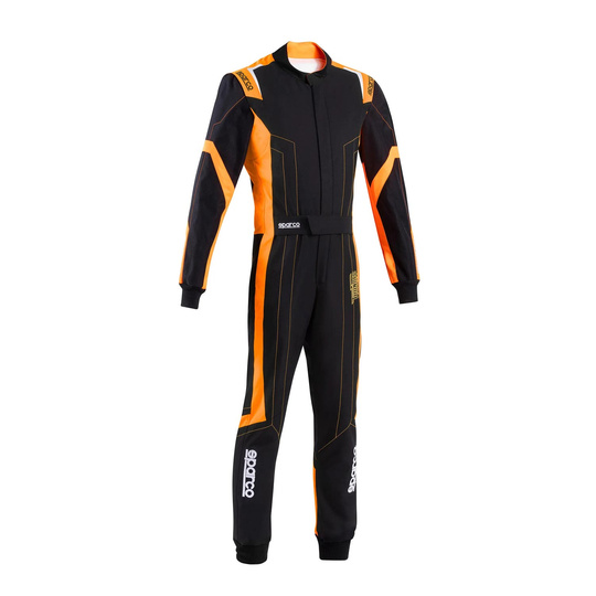 Traje de karting Sparco THUNDER negro-naranja (FIA) para niños