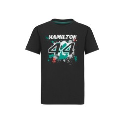 Camiseta de nino Lewis 44 negra Mercedes AMG F1 