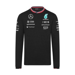 Camiseta de piloto de manga larga para hombre, negra, Team Mercedes AMG F1 2024