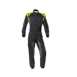 Traje de carreras OMP TECNICA HYBRID negro-amarillo (FIA)